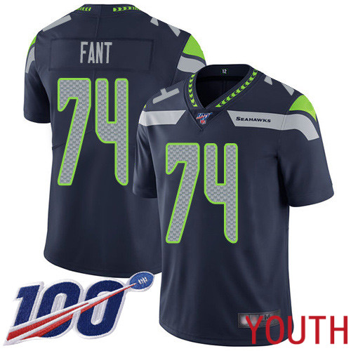 Seattle Seahawks Limited Navy Blue Youth George Fant Home Jersey NFL Football 74 100th Season Vapor Untouchable